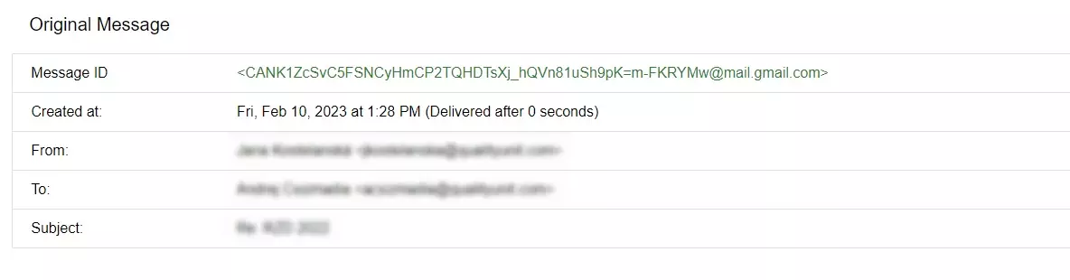 Exemple d'ID de message électronique