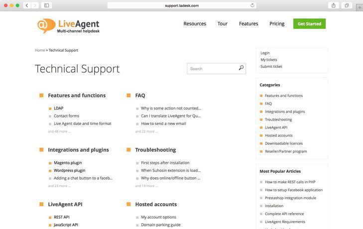 Exemple de portail client sur LiveAgent