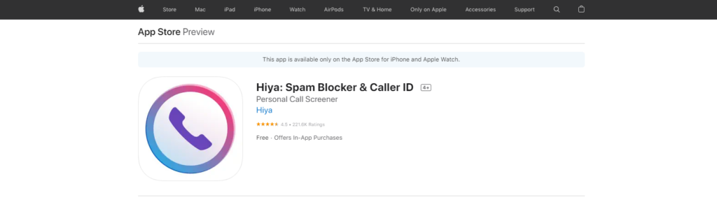 Site Web de Hiya: Spam Blocker & Caller ID App Store
