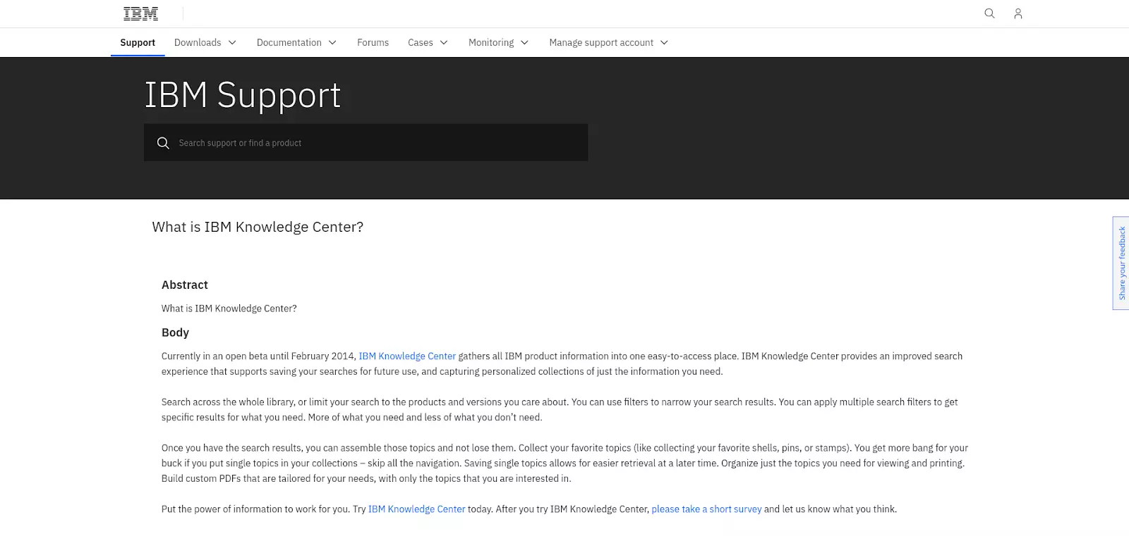 Page de base de connaissances IBM