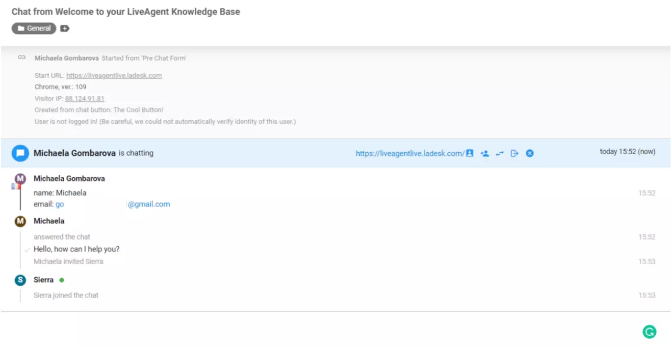 LiveAgent Agent a rejoint le chat