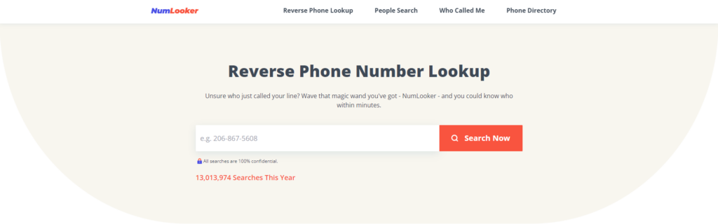 Page d'accueil de NumLooker