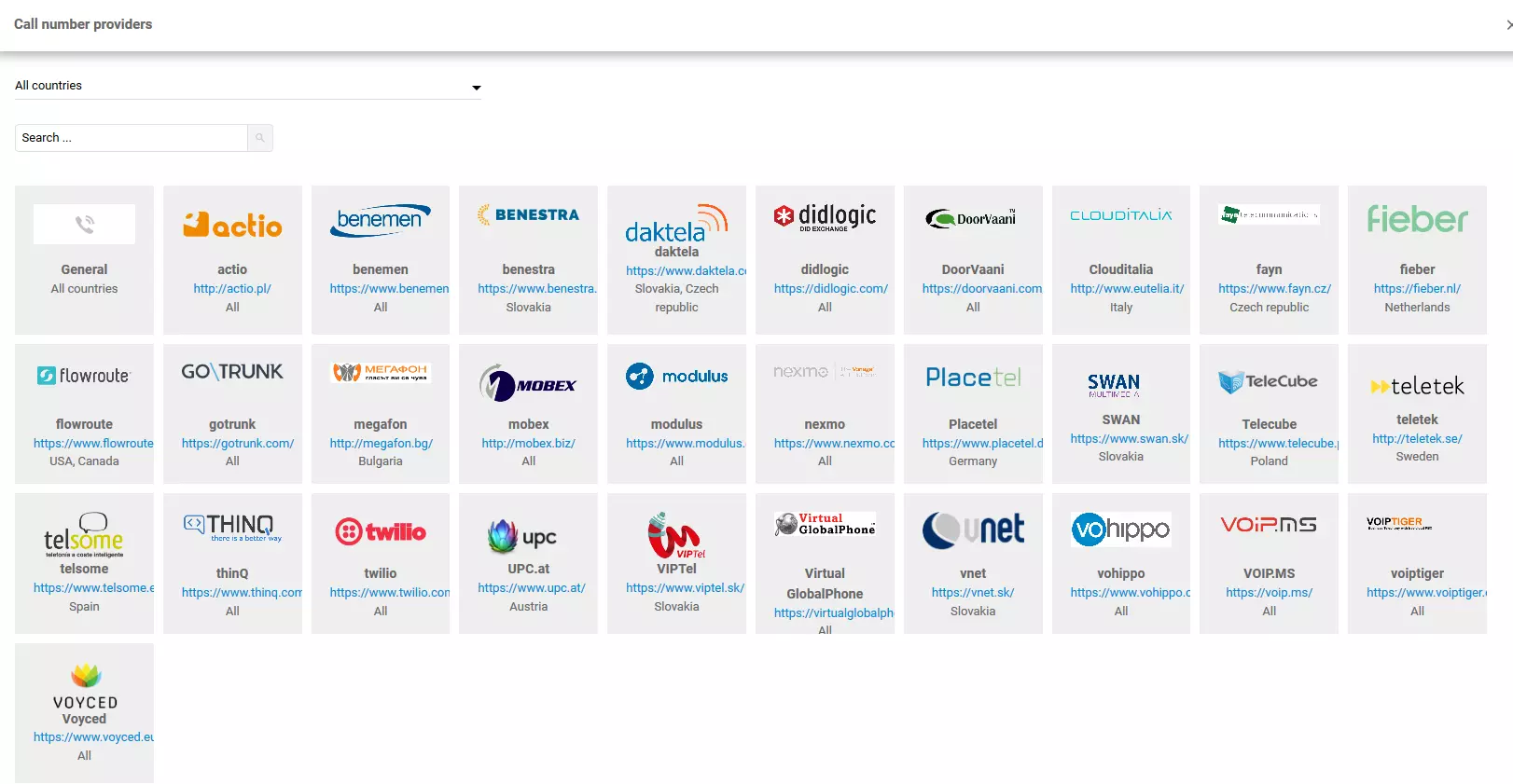 Sélection des fournisseurs VoIP