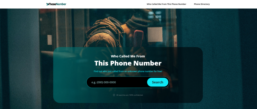 Page d'accueil de WhoseNumber