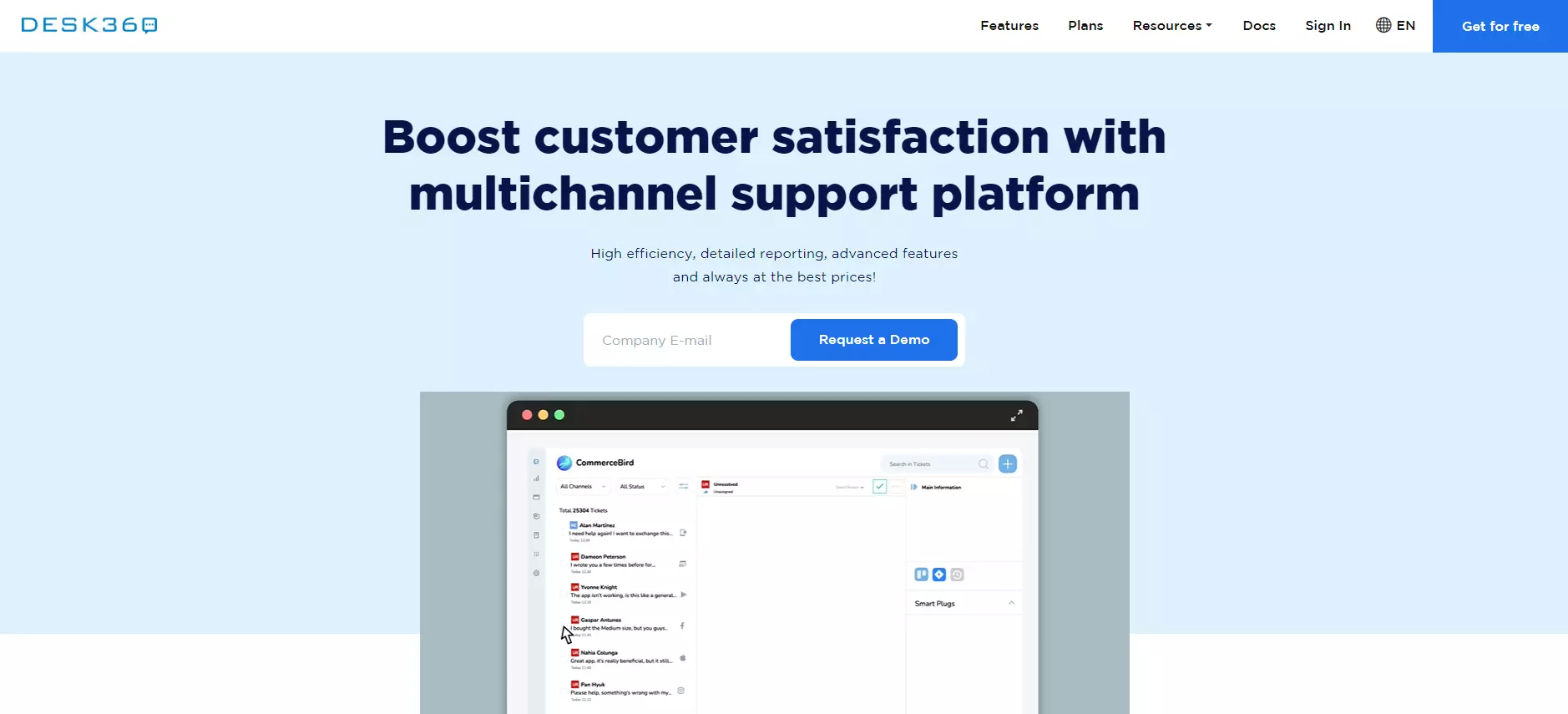 Page d'accueil de Desk360