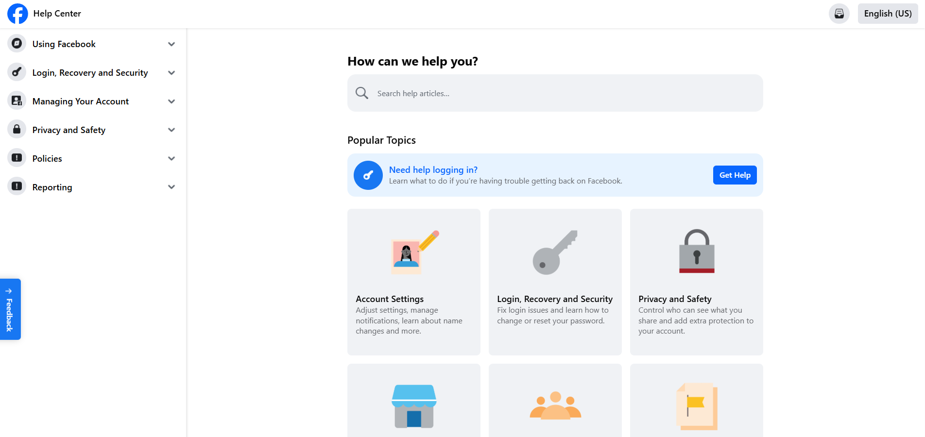 Contacts du Centre d'Aide Facebook