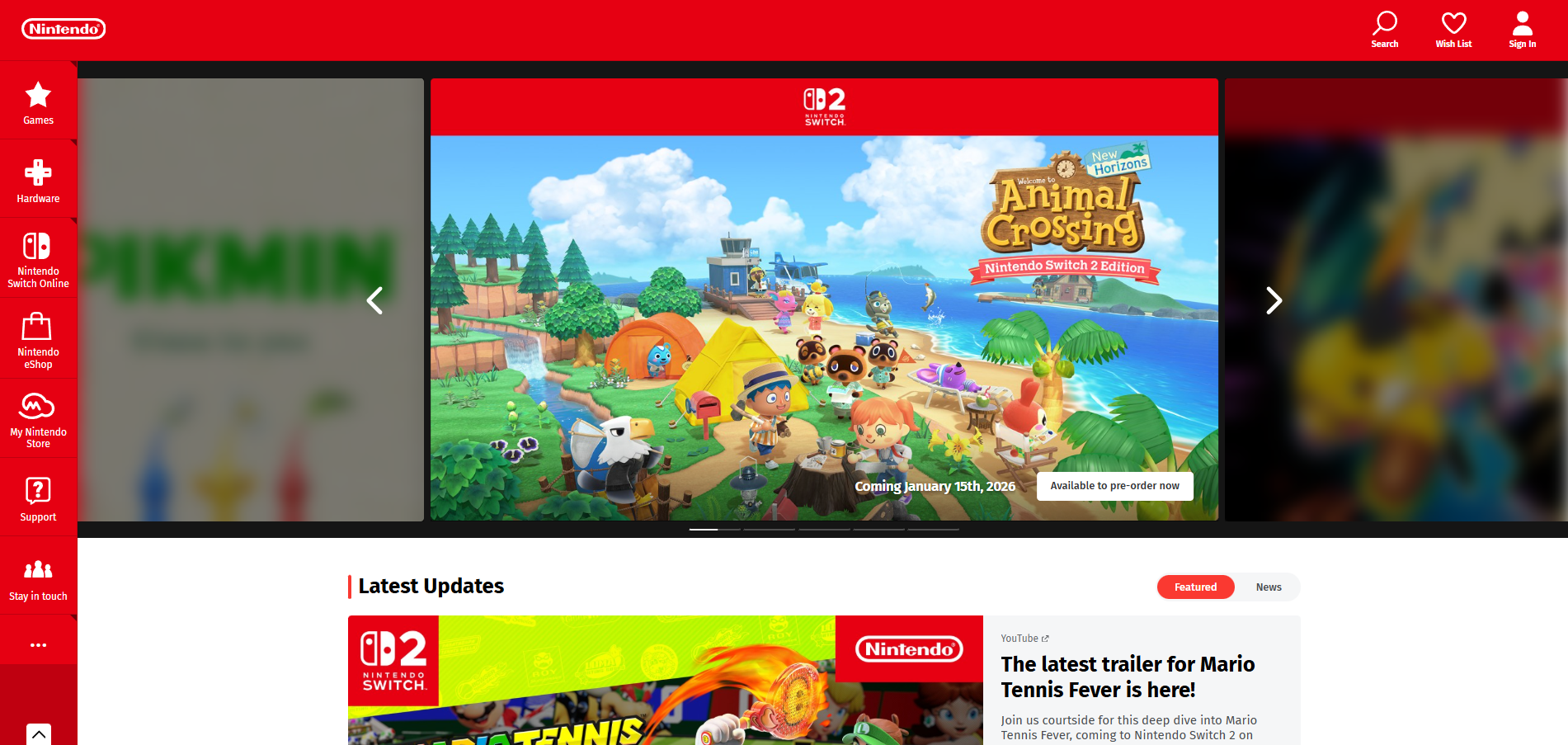 Contacts du Service d'Assistance Nintendo