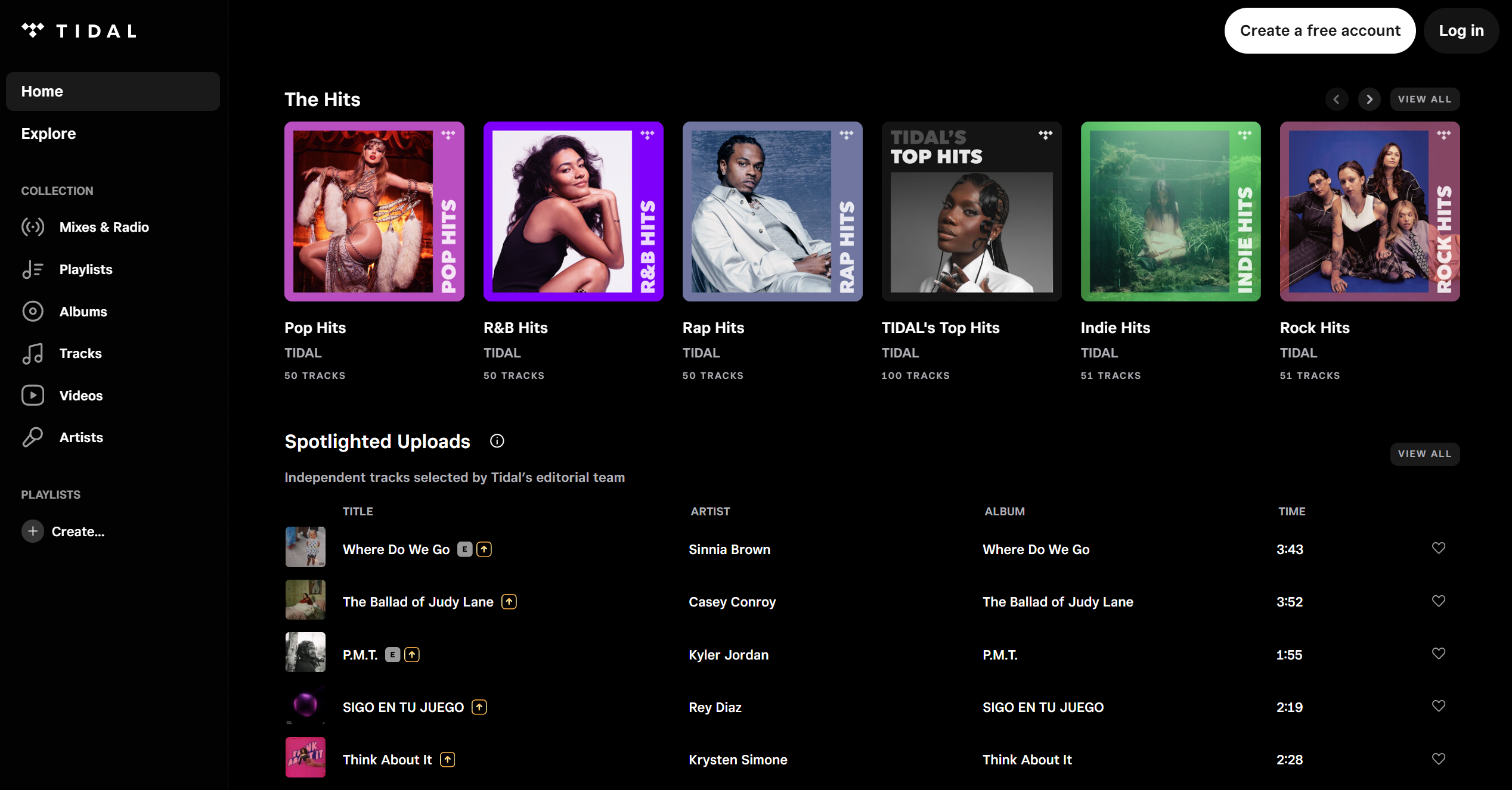 Contacts du service d'assistance TIDAL