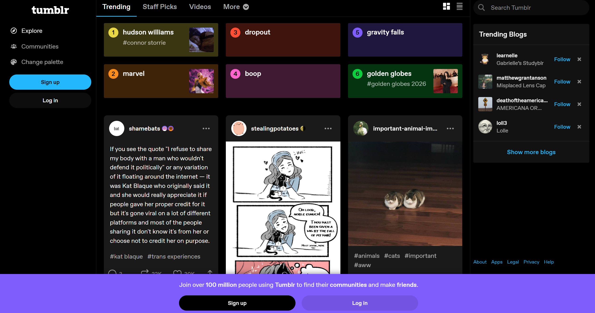 Contacts du Service d'Assistance Tumblr