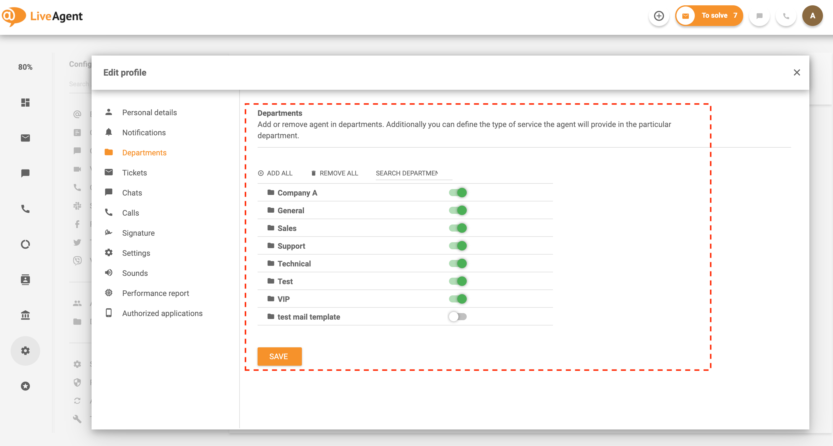 Attribuer des agents aux départements-LiveAgents