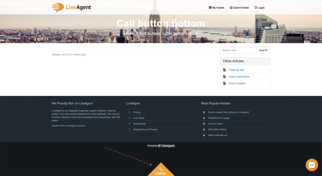 Bouton d'appel actif