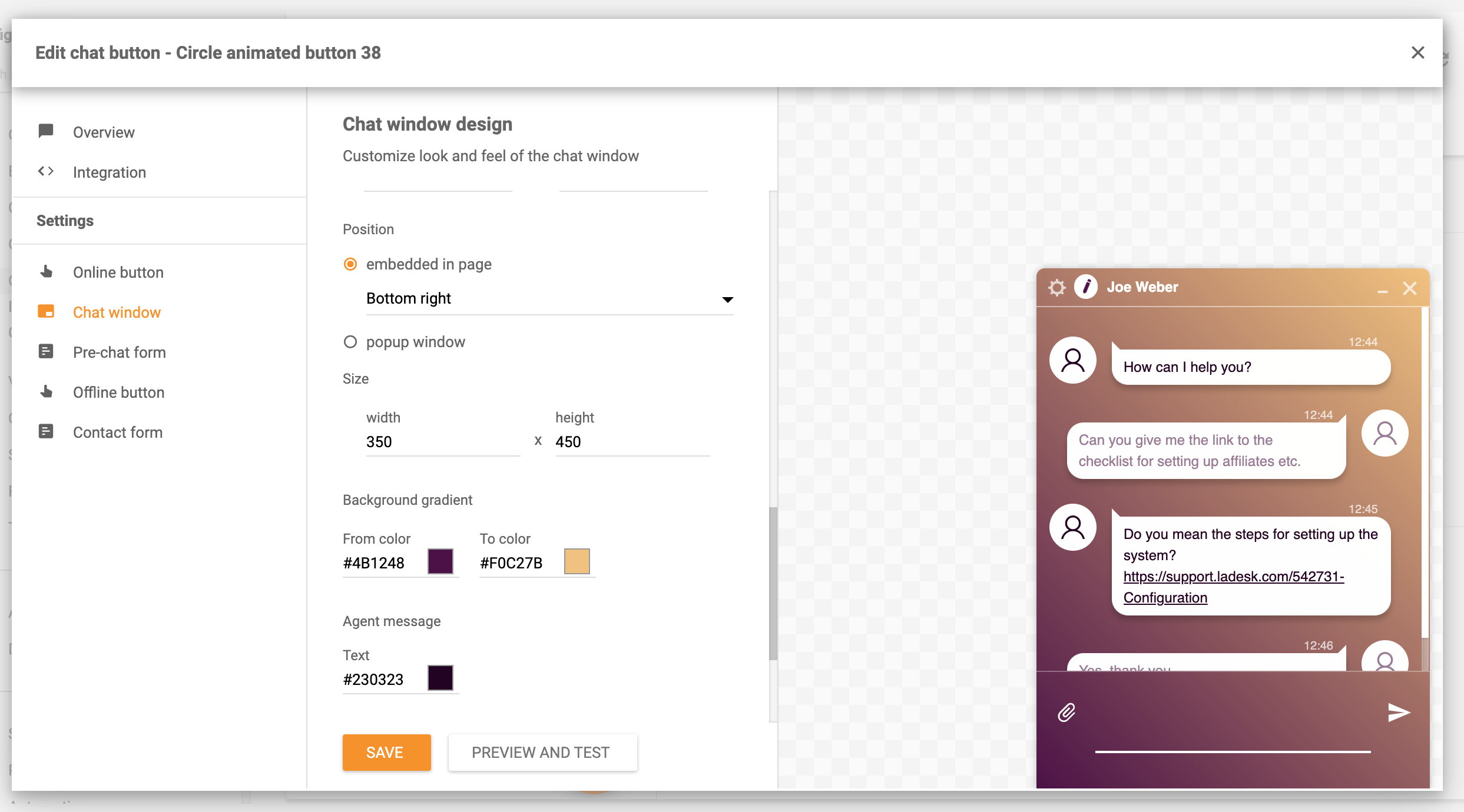 Fonctionnalité d'ancrage de la fenêtre de chat