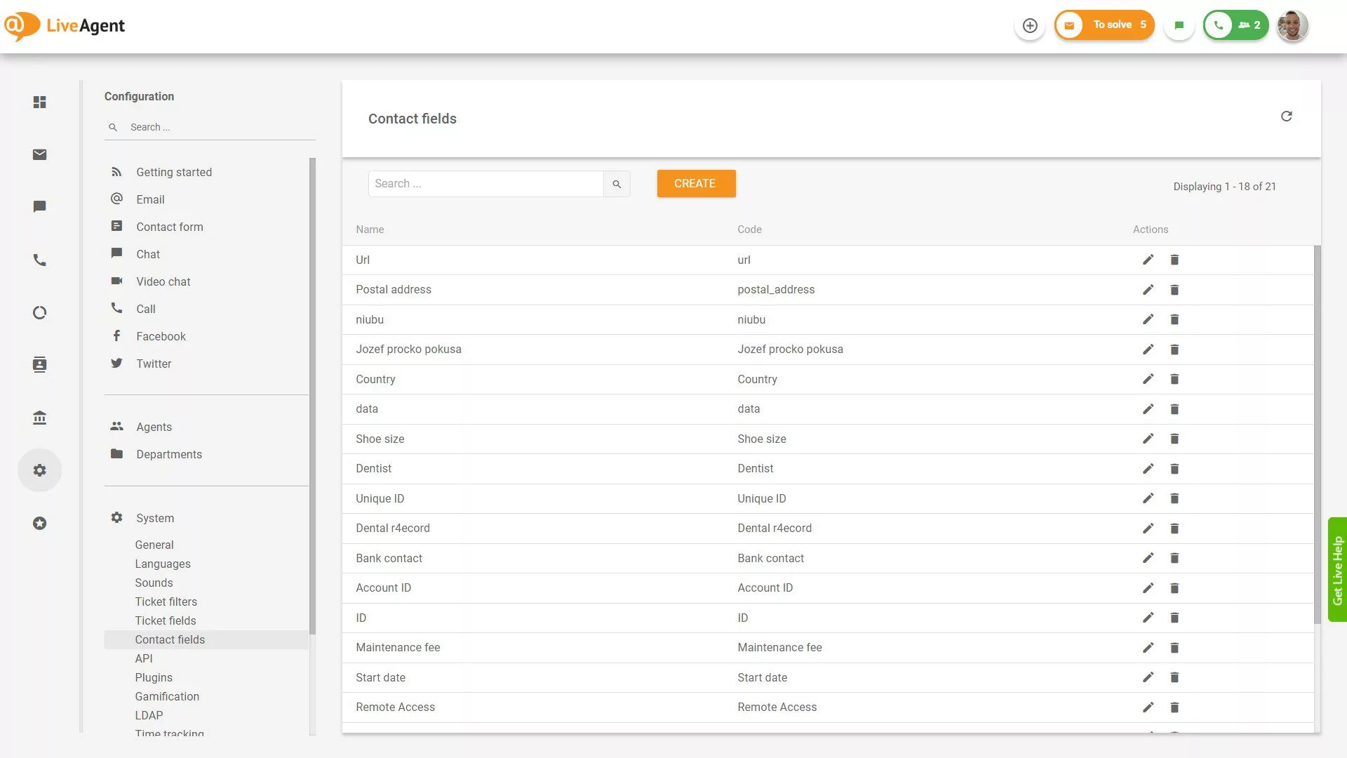 Aperçu des champs de contact