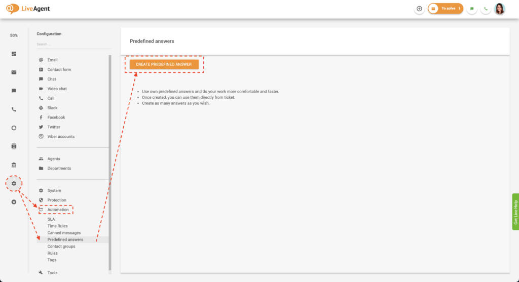 Créer des réponses prédéfinies dans LiveAgent