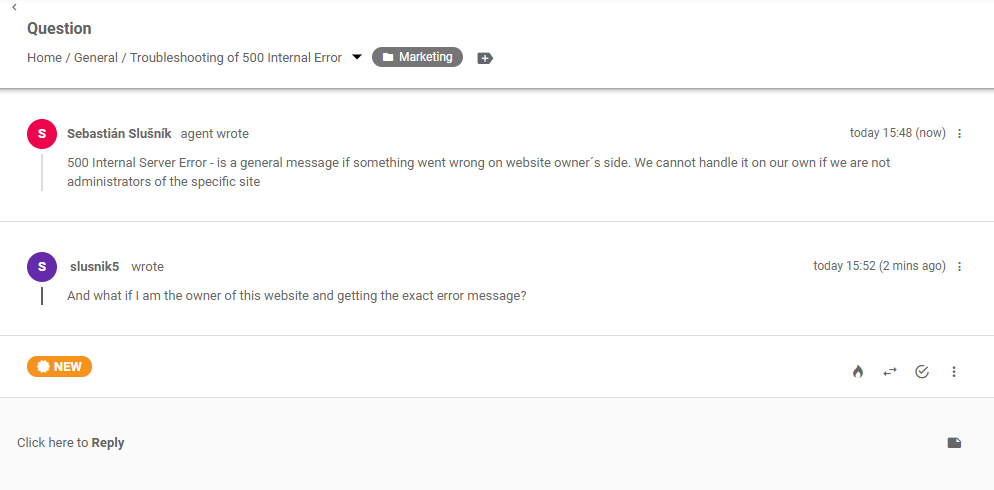 Ticket de forum client dans LiveAgent