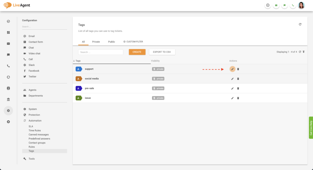 Modifier l'étiquette