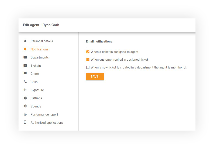 Notifications par e-mail dans LiveAgent