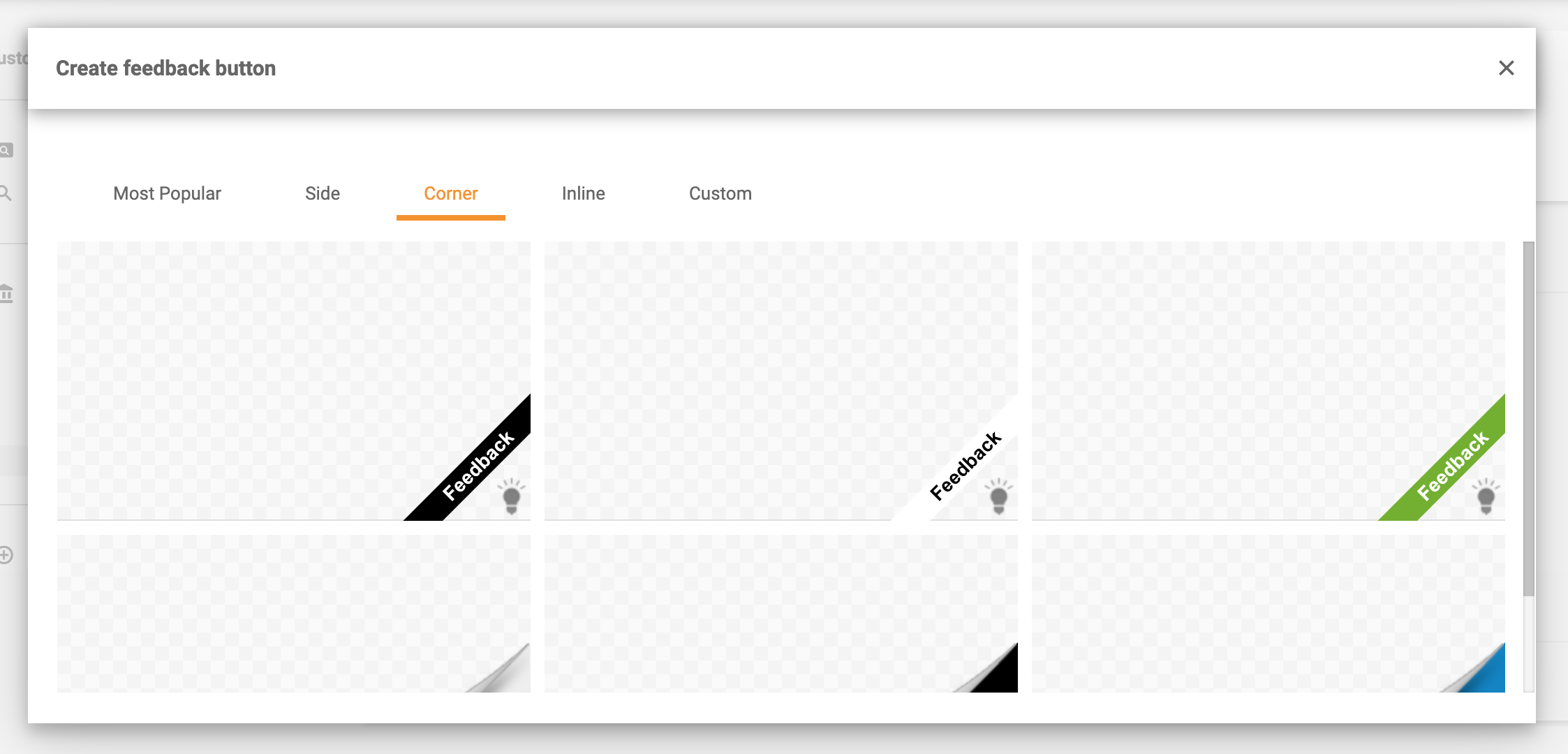 Boutons de retour d'angle