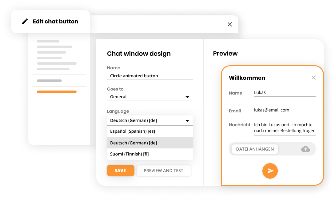 Widgets adaptatifs à la langue dans un logiciel de service client - LiveAgent