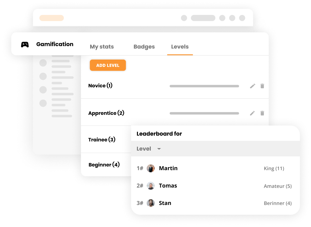 Leaderboard pour les niveaux montrant la progression des agents