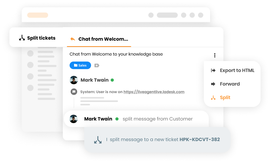 Fonctionnalité de division de tickets dans le logiciel de gestion des tickets