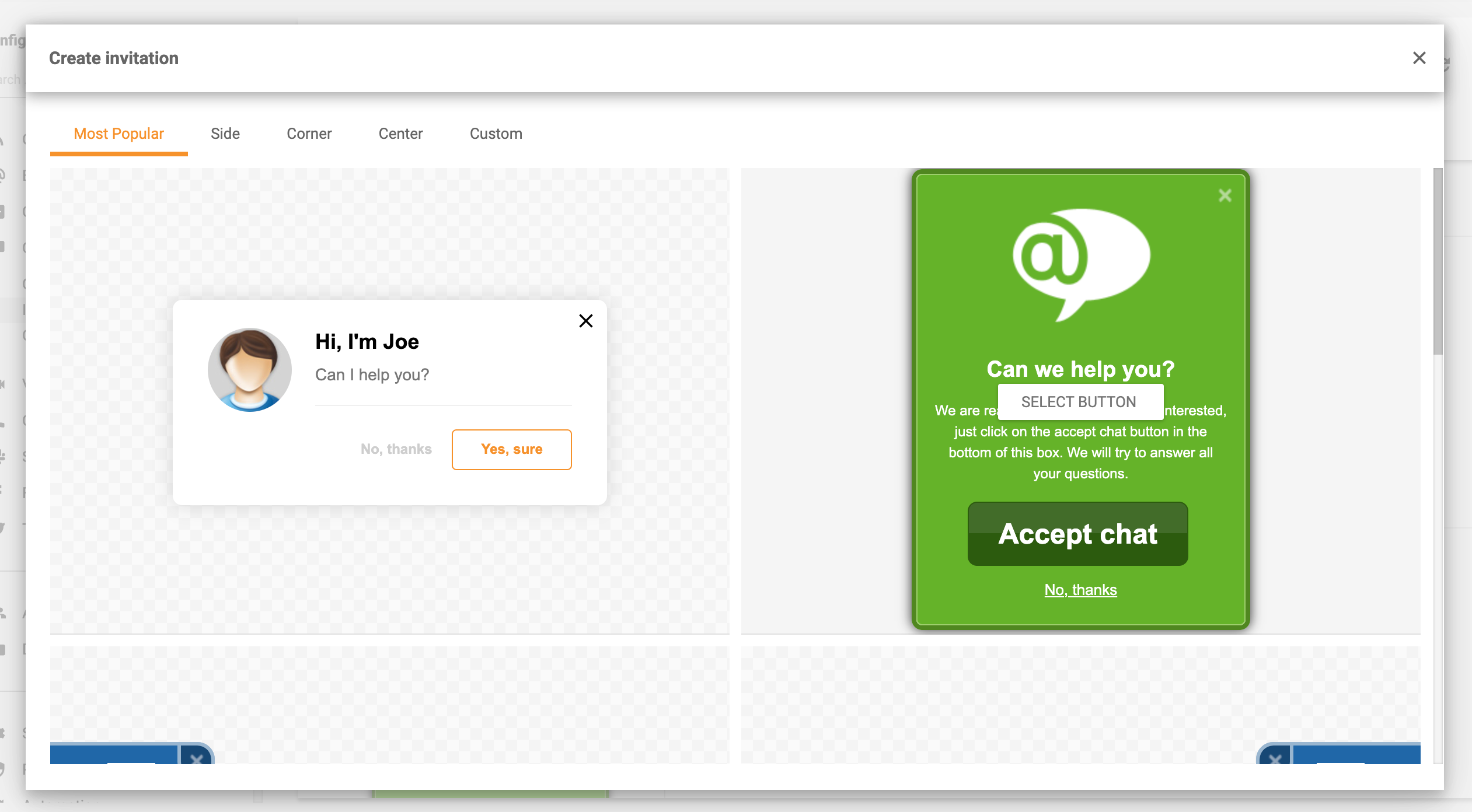 Fonctionnalité des invitations de chat proactives dans LiveAgent