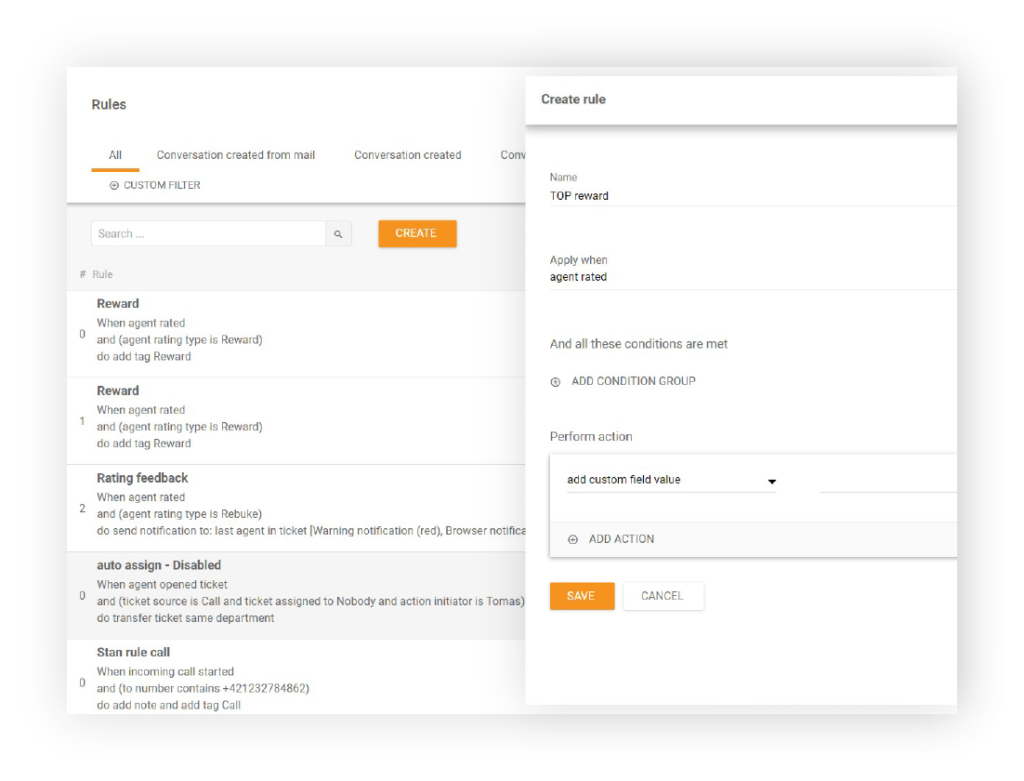 Créer une règle dans LiveAgent