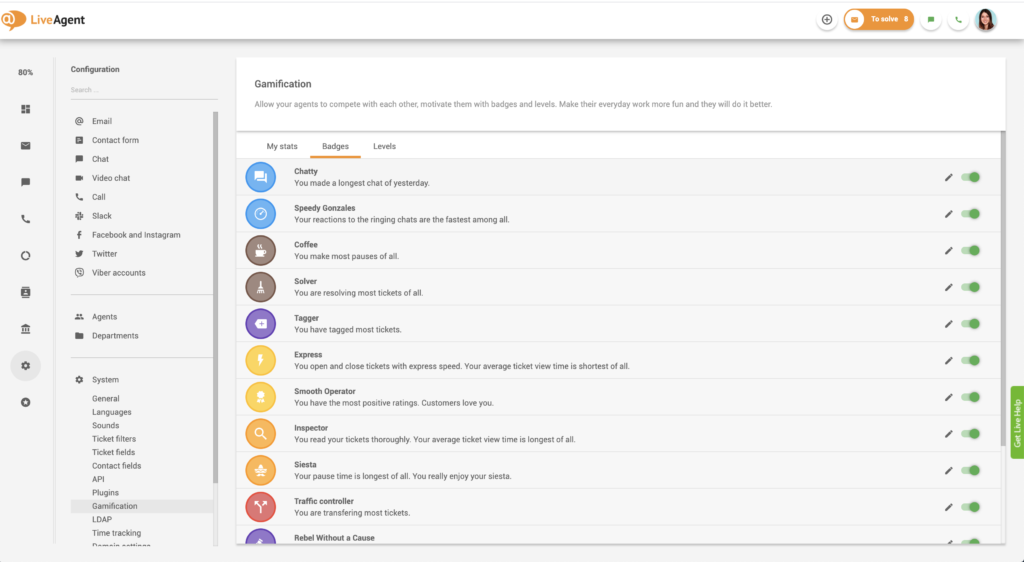 Badges de gamification