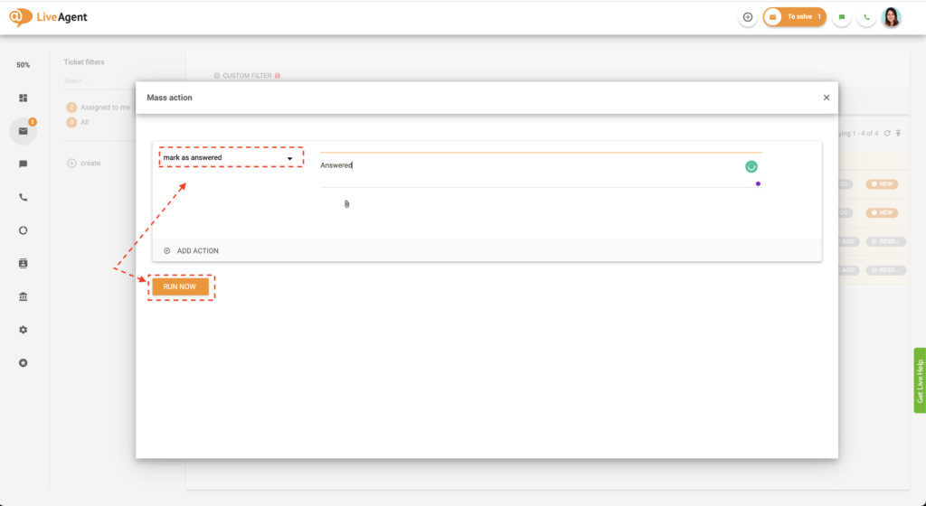 Sélectionner l'action en masse dans la liste