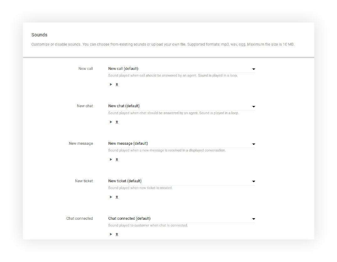 Configuration des sons dans LiveAgent