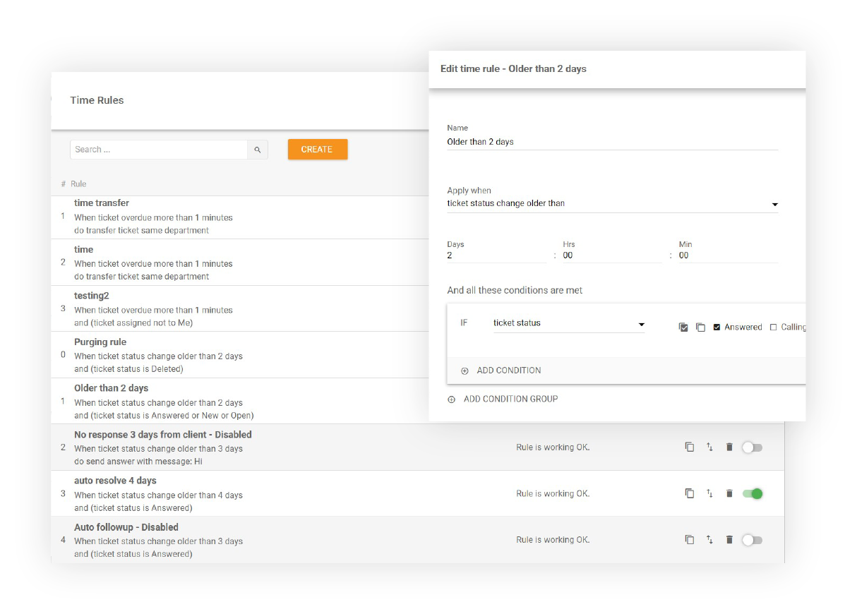 Visualisation des règles de temps