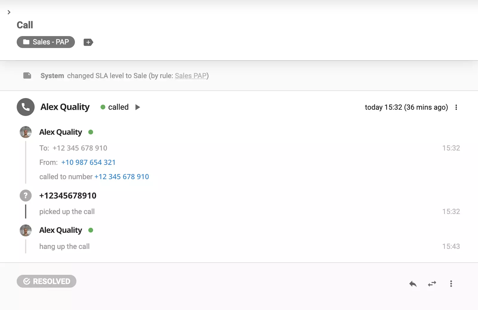 Enregistrements de détails d'appels dans LiveAgent