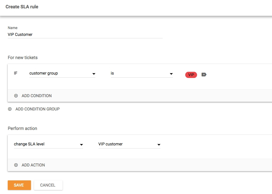 SLA du groupe de contacts