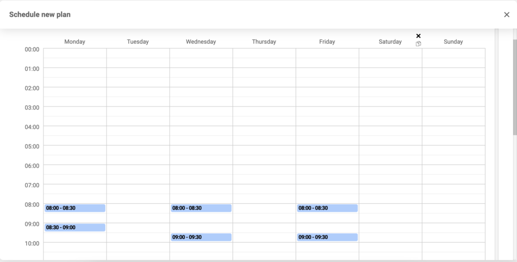 Configuration de la planification des appareils