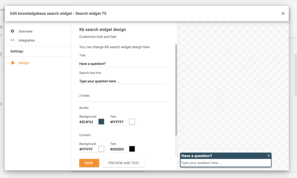 Modifier le widget de recherche dans LiveAgent