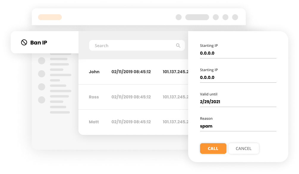 Maquette de bannissement d'IP