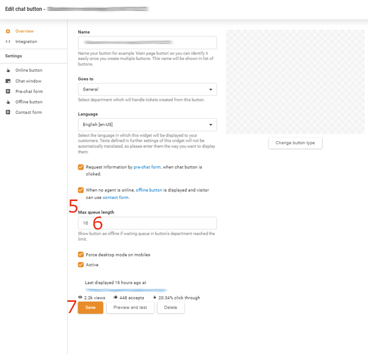 Modification de la longueur maximale de la file à 10 dans LiveAgent