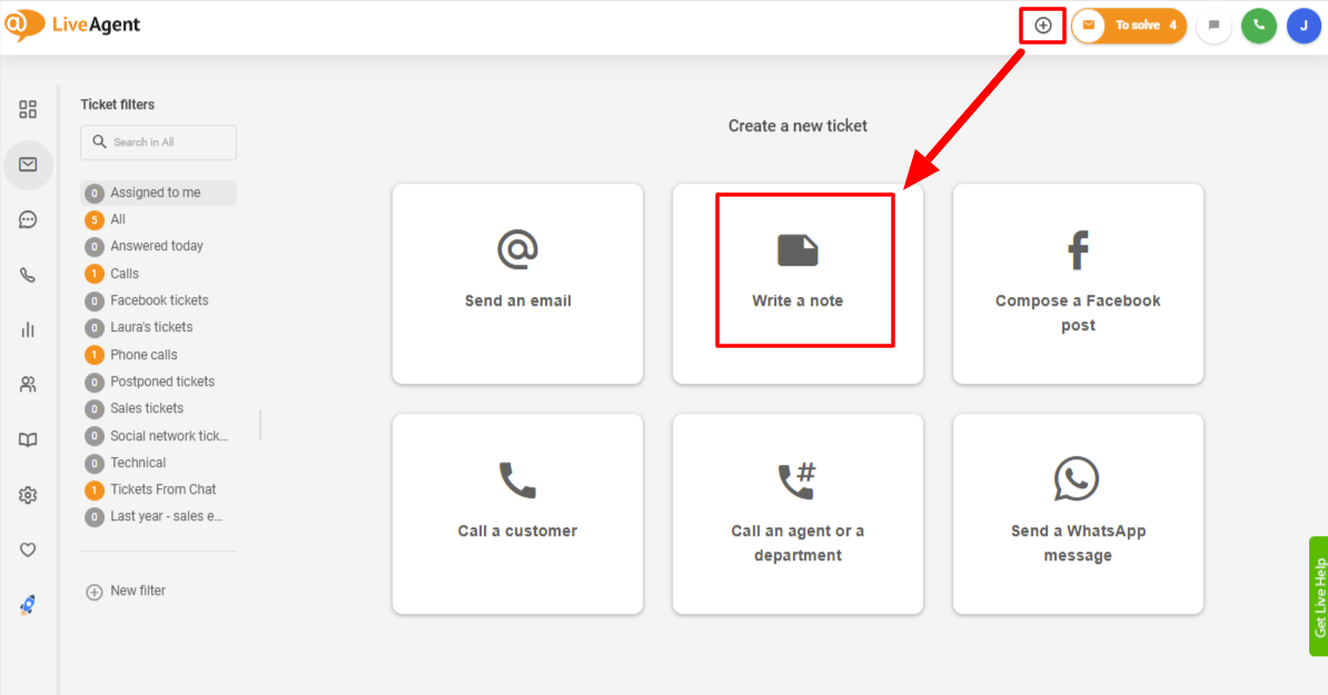 Utiliser les notes internes LiveAgent pour créer un ticket