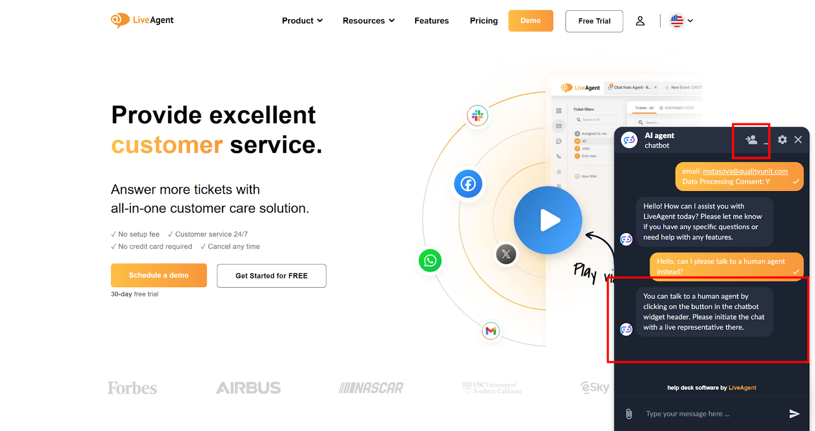 Fonctionnalités du chatbot IA