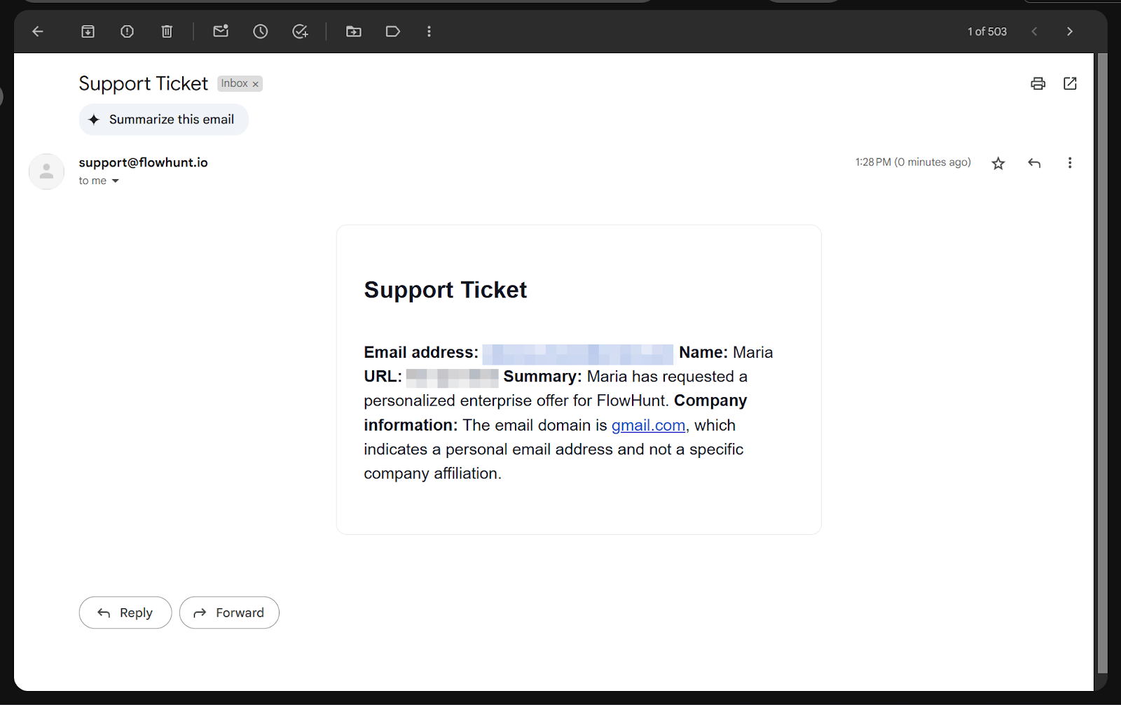 Notification de lead du chatbot FlowHunt