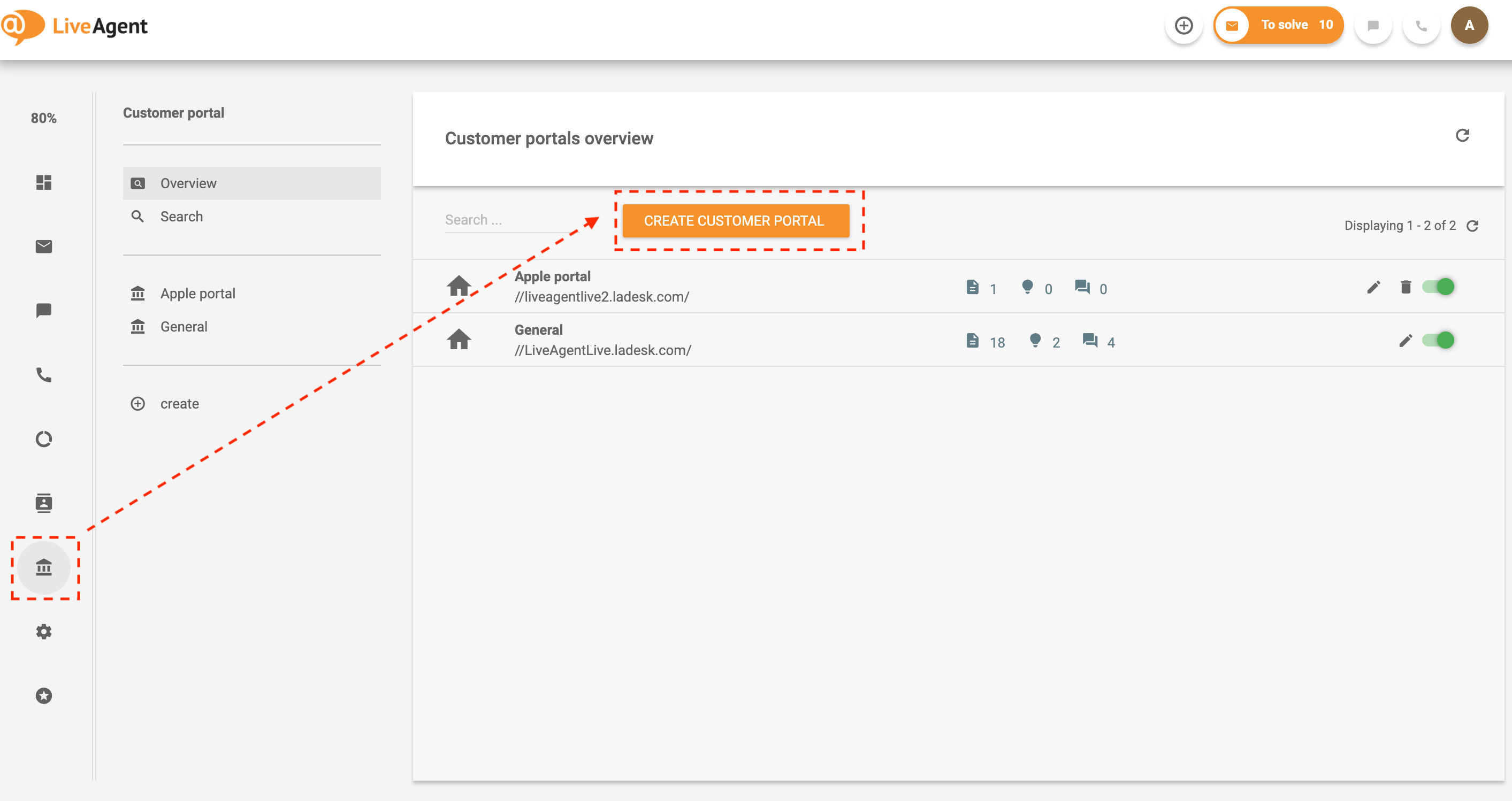 Accédez à la base de connaissances dans LiveAgent