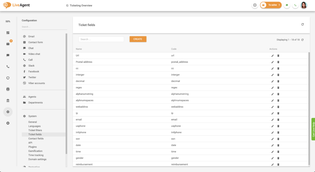 Ticket fields examples