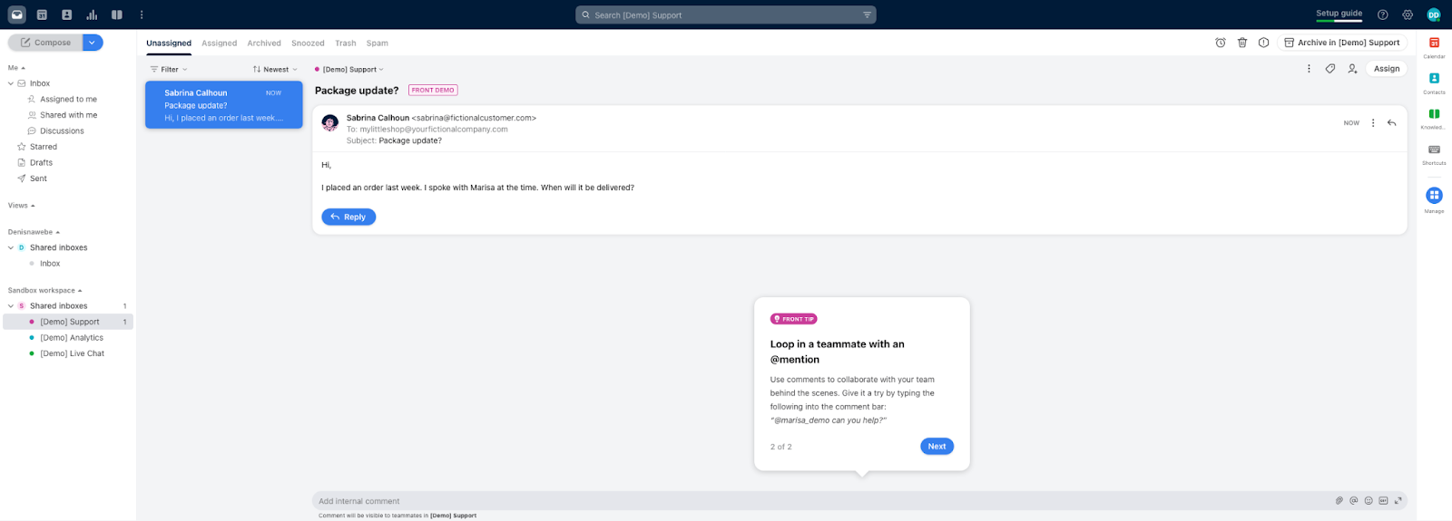 Environnement de tickets de Front