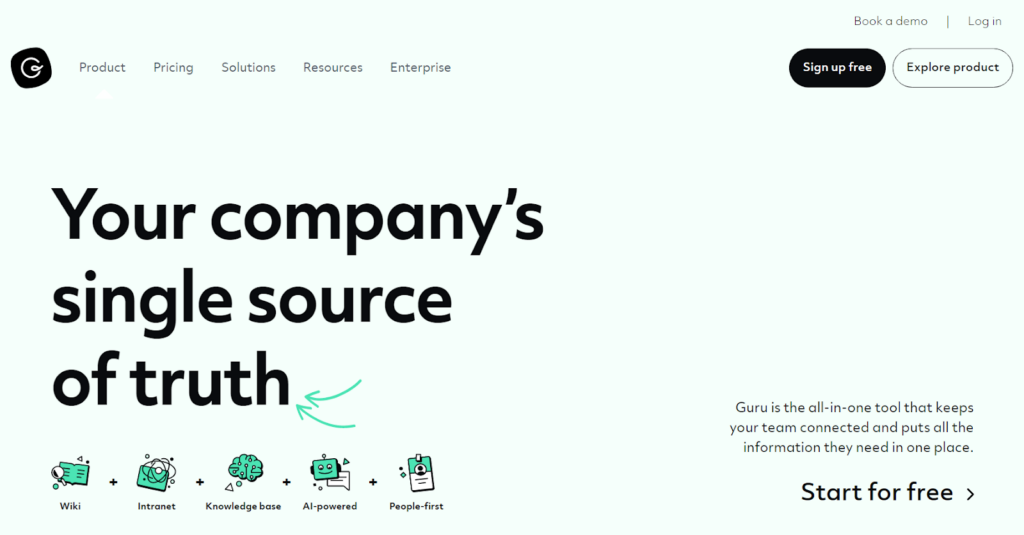 Écran attrayant de la base de connaissances de Guru