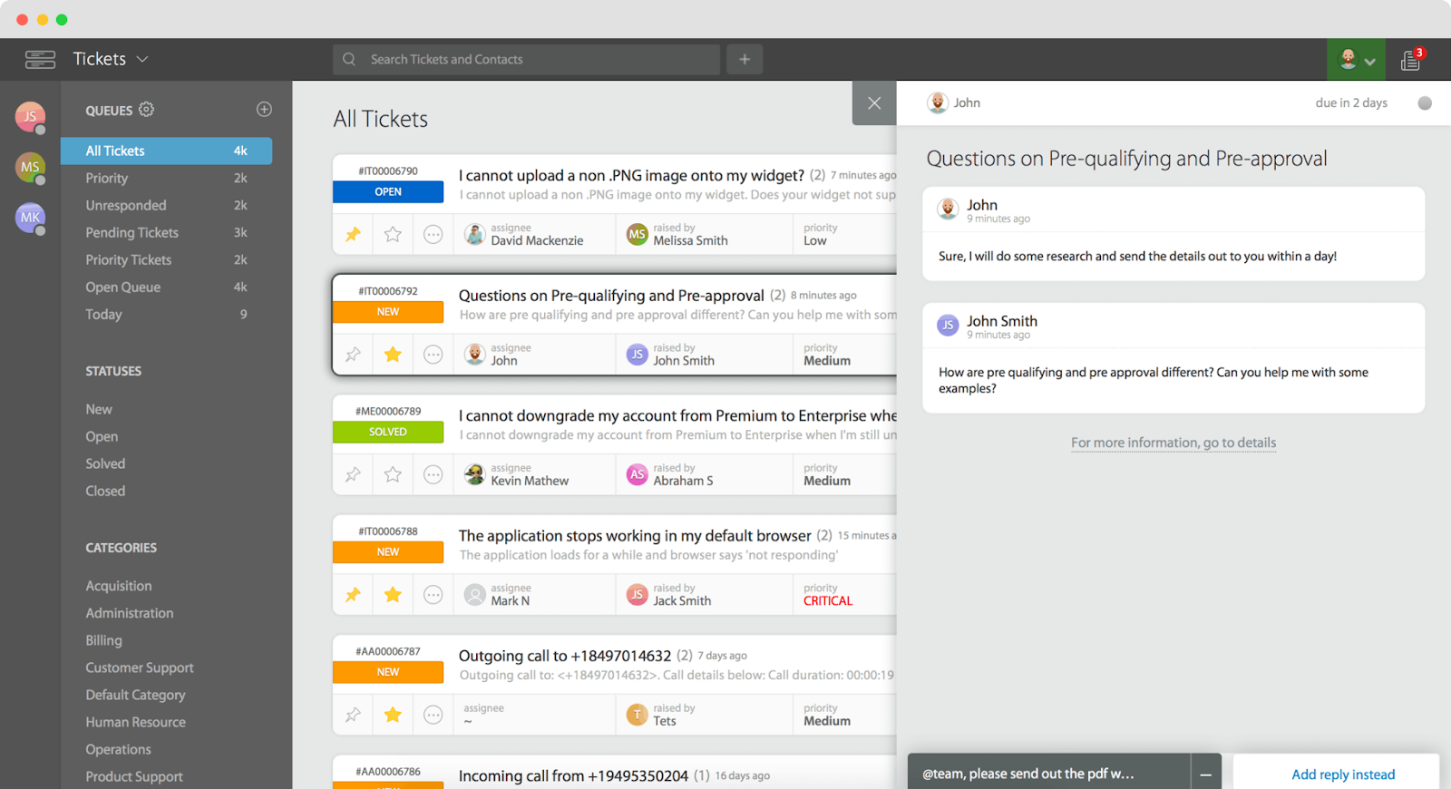 Interface utilisateur HappyFox