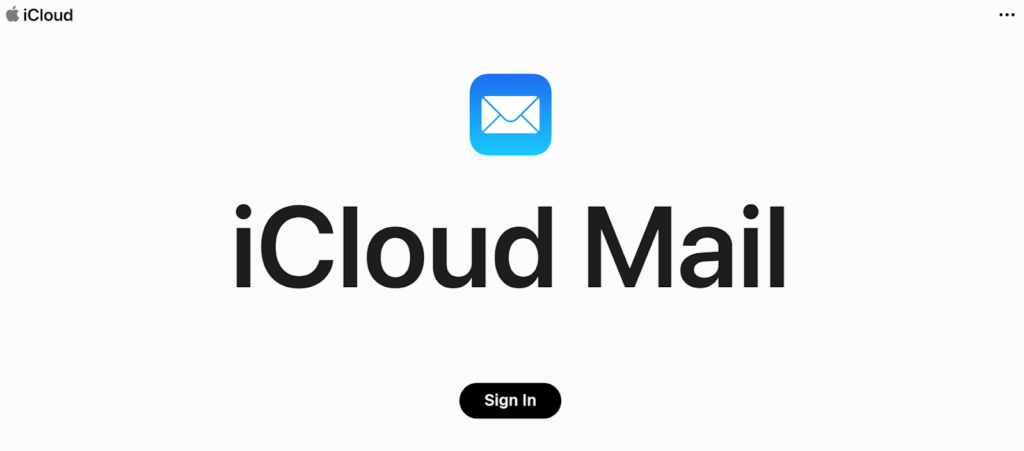 Page d'accueil d'iCloud Mail