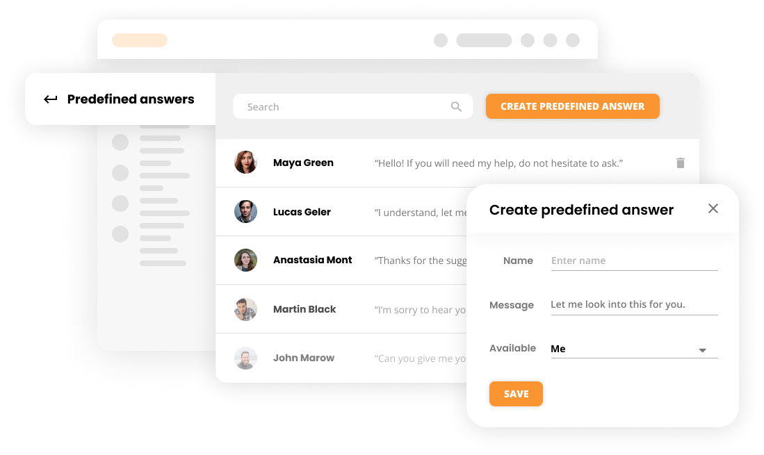 Exemple de réponses prédéfinies