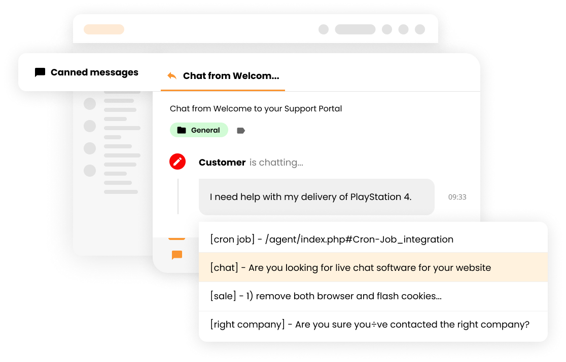 Fonctionnalité de messages prédéfinis dans le logiciel de chat en direct - LiveAgent