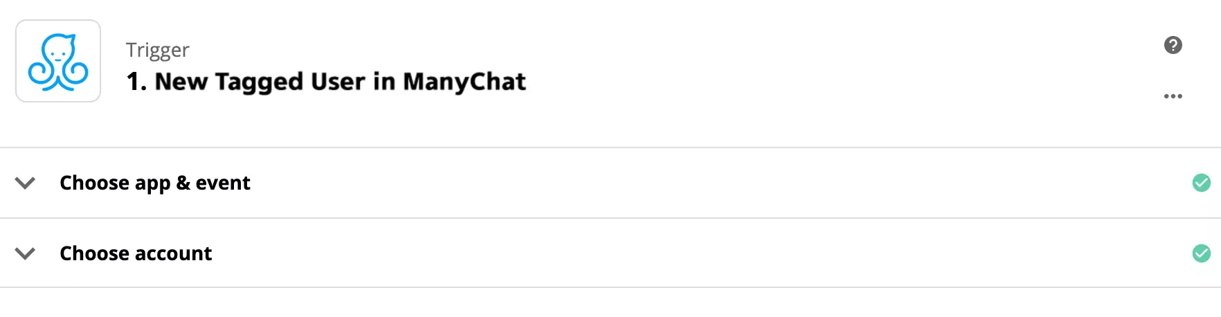 Configuration du déclencheur ManyChat sur Zapier
