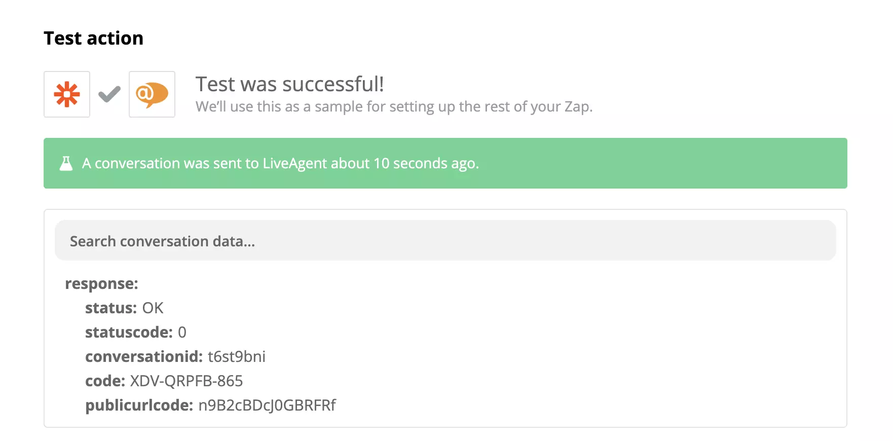 Test réussi d'une intégration Stripe et LiveAgent